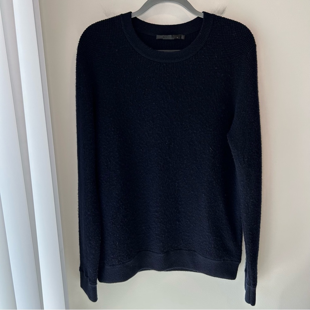 Jenni Kayne Men’s Wool Cashmere Crewneck Sweater Navy Blue Size Medium